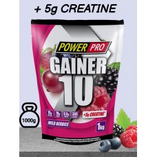Гейнер 1кг, 10% белка+ 5г креатин ( лесная ягода)