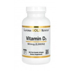 Vitamin D3, 50 mcg (2,000 IU), 360 Fish Gelatin Softgels